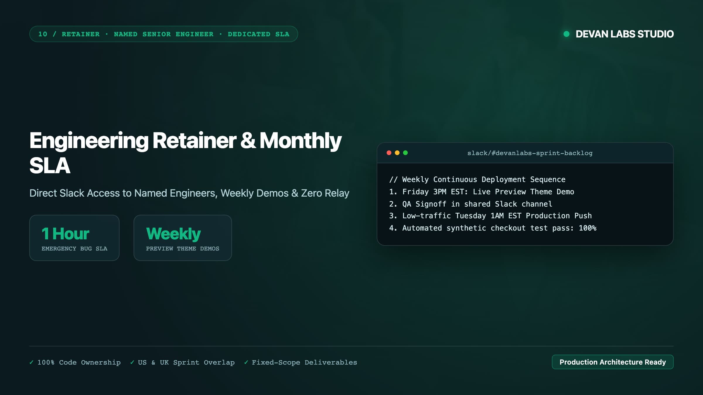 Dedicated Shopify Maintenance Retainer & Engineering SLA Architecture Blueprint